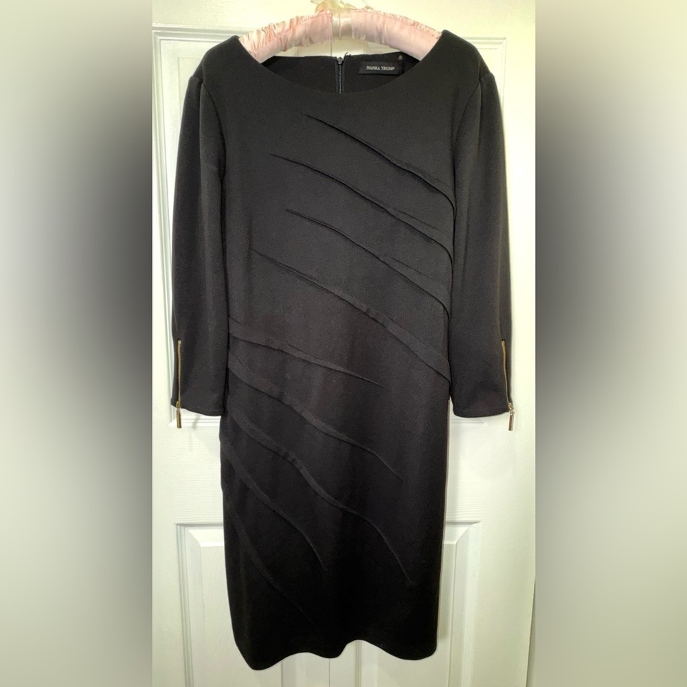 Ivanka Trump Ruched Sheath Dress Black Size 10 EUC